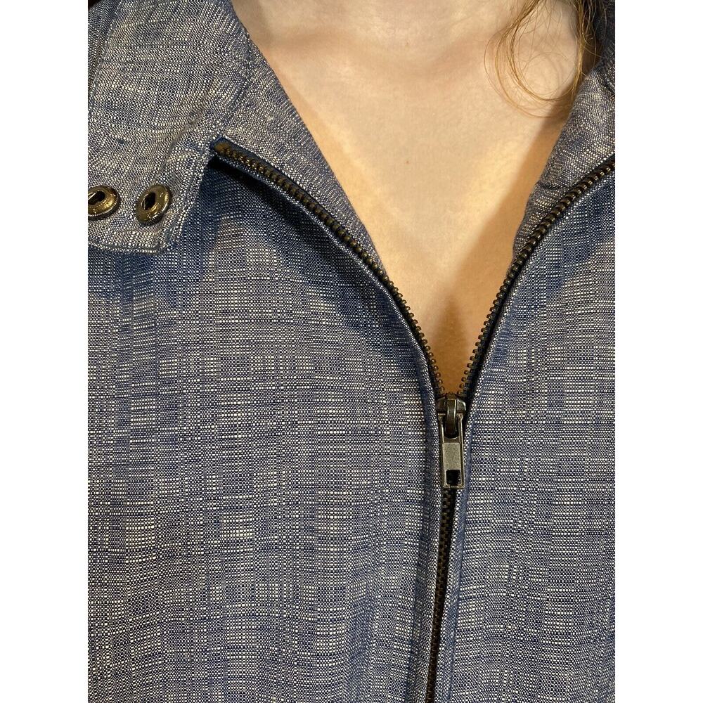 DEREK LAM jacket zip short sleeve denim High Neck Size S Hooded pockets - Picture 4 of 12